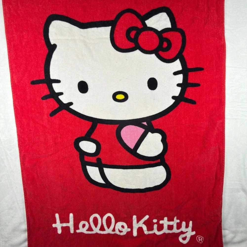 Sanrio Hello Kitty Red Bath Towel 100% Cotton 140x70cm 2015 Licensed Kawaii